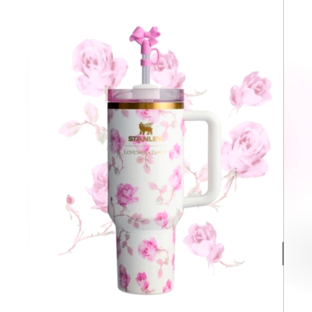 Ready to ship! Stanley x LoveShackFancy Quencher 40 oz Ribbon Rosa